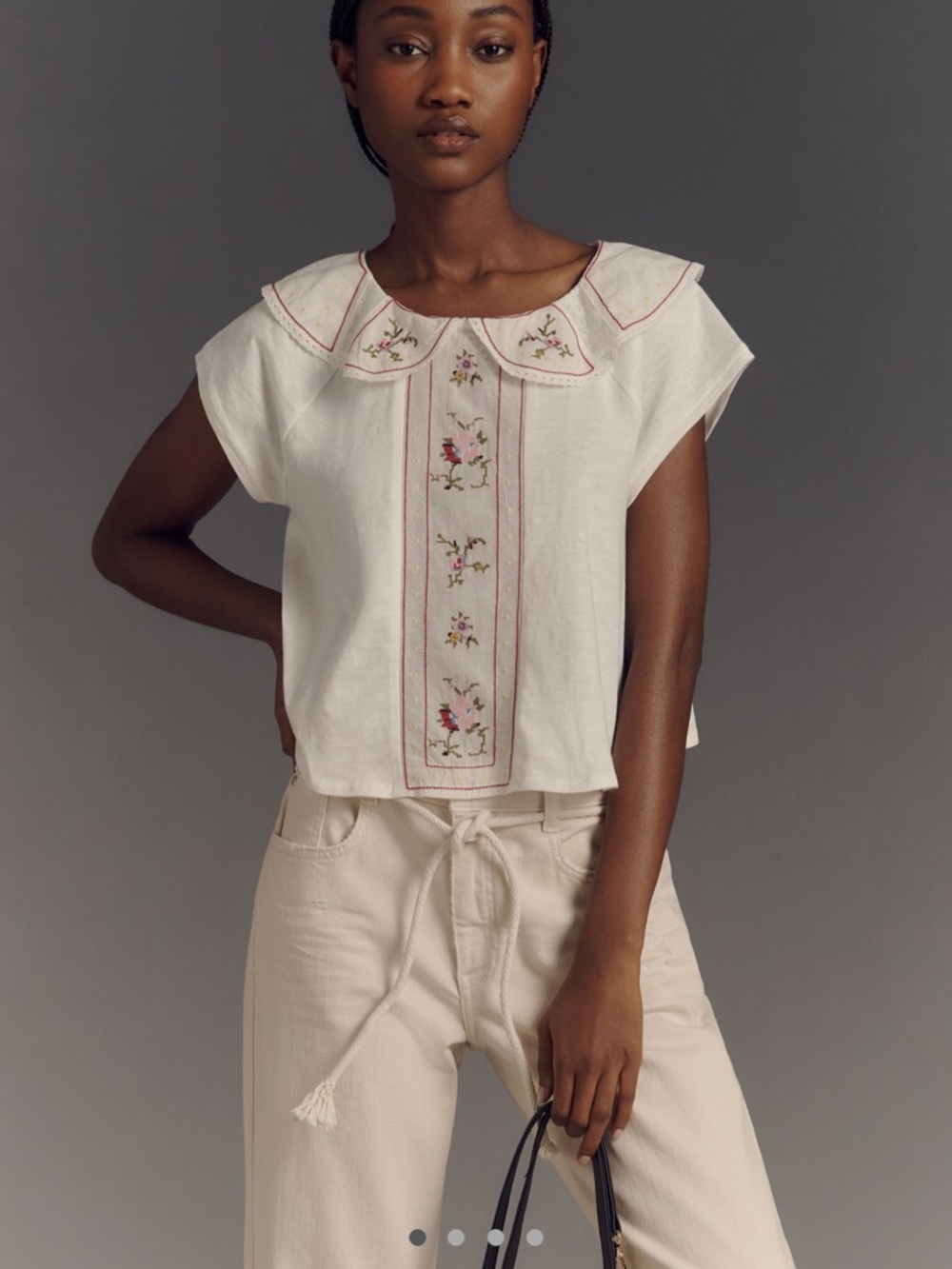 By Anthropologie Embellished Collared Top
